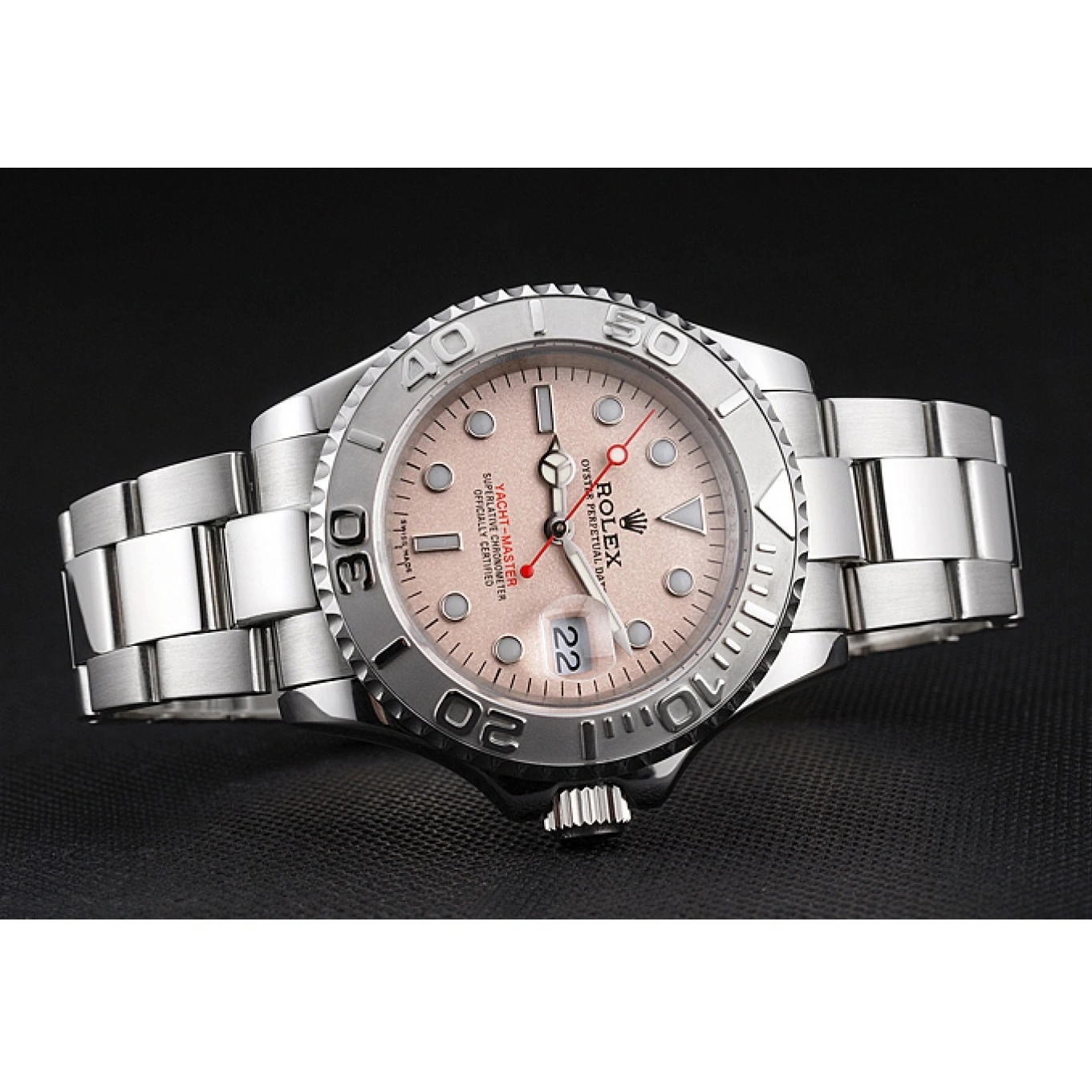 Stainless Yacht-Master Steel Dial Bracelet Rolex Champagne Swiss Case And 1016